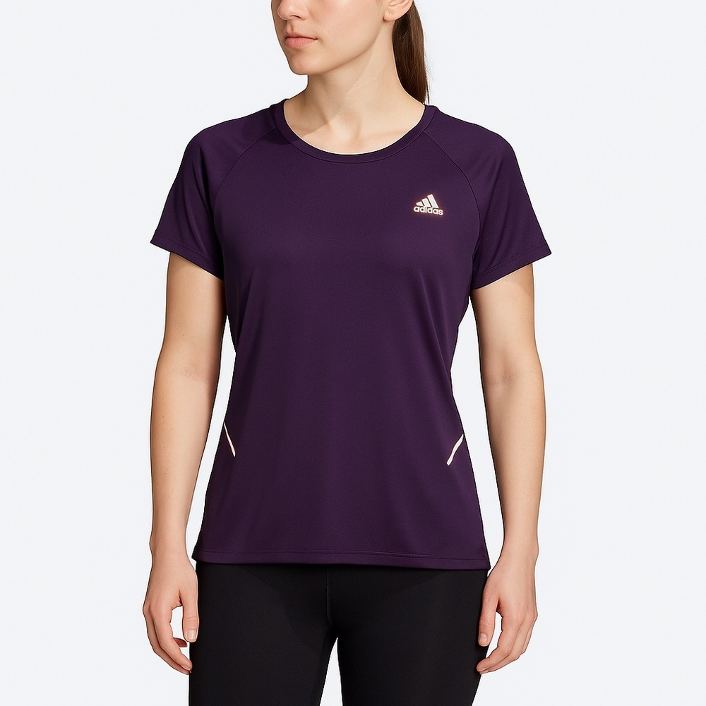 ADIDAS Purple Climalite Short Sleeve Running Shirt Reflective Women’s XL
